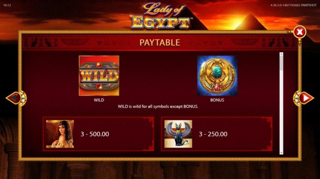 High value slot game symbols paytable.