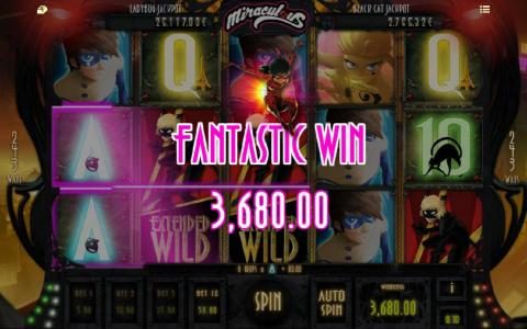 A fanyastic win is triggered by a pair of extended wilds for $3,680 payout