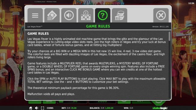 General Game Rules - The theoretical average return to player (RTP) is 96.30%.