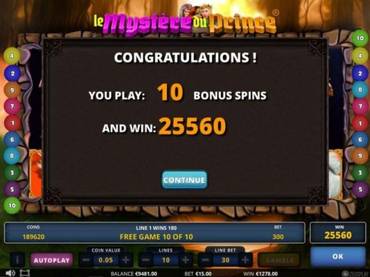Total Bonus Win 25560