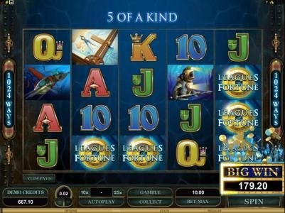 five of a knid triggers a 179.20 coin big win