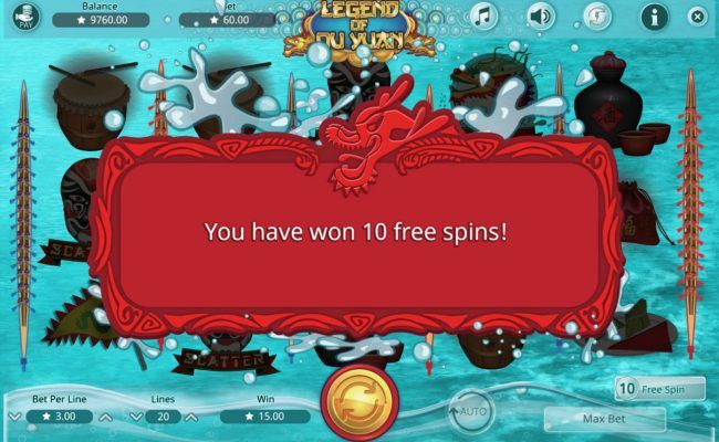 10 Free Spins awarded