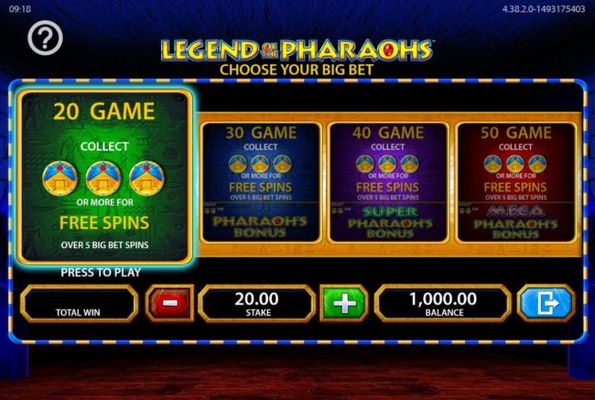 Player has four Big Bet features to choose from.