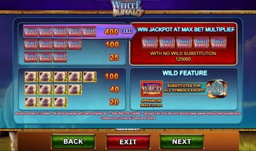 Slot game symbols paytable - contniued