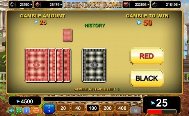 Gamble Feature - To gamble any win press Gamble then select Red or Black.