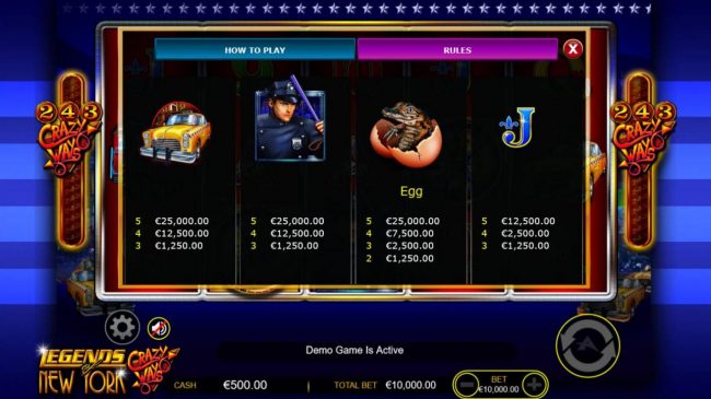 Medium Value Slot Game Symbols Paytable