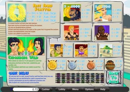 game rules, free spins scatter, expanding wild and slot game symbols paytable
