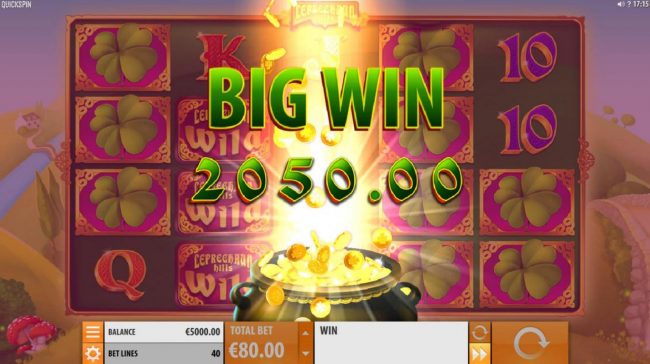 Multiple winning paylines triggers a 2050.00 big win!