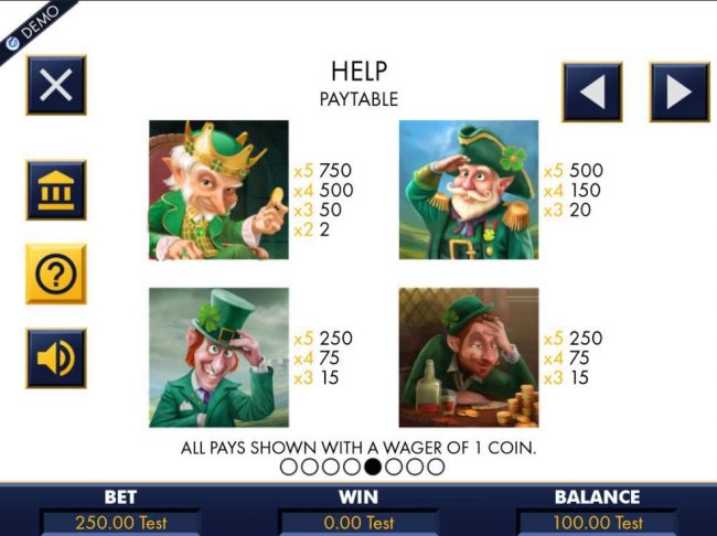 High value slot game symbols paytable.