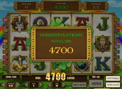 the free spins feature pays out a 4700 coin jackpot