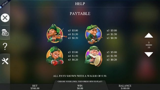 High value slot game symbols paytable