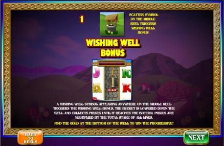 1 wishing symbol on the middle reel triggers wishing well bonus