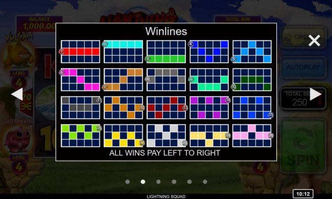 Winlines 1-20 - All wins pay left to right