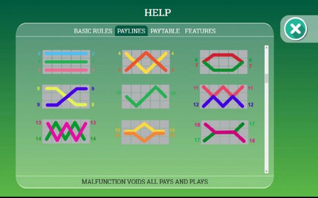 Payline Diagrams 1-18