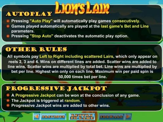 Progressive Jackpot Rules and General Game Rules