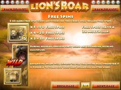 Free Spins paytable and game rules