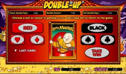 gamble feature - choose red or black for a chance to increase your winnings
