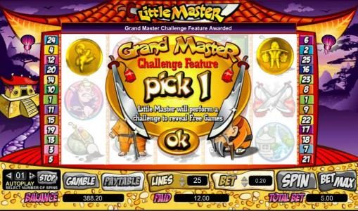 pick one - little master will perform a challenge to reveal free games