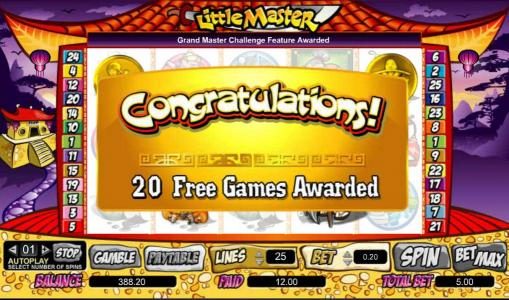 20 free games awarded