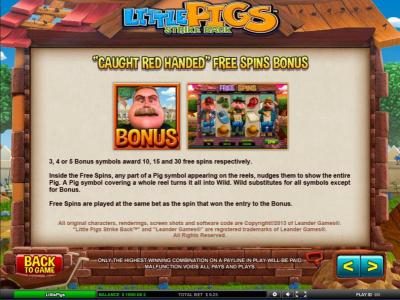 Caught Red Handed free spins bonus game rules