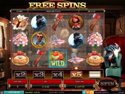 A 5x multiplier is achieved after revealing 5 of 6 parts of the wolf during the free spins feature.