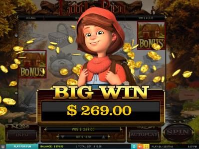 The free spins feature pays out a total of $269 for a big win!
