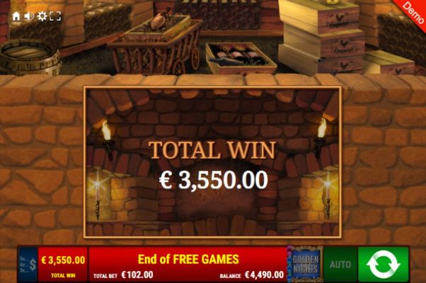 Total free spins payout