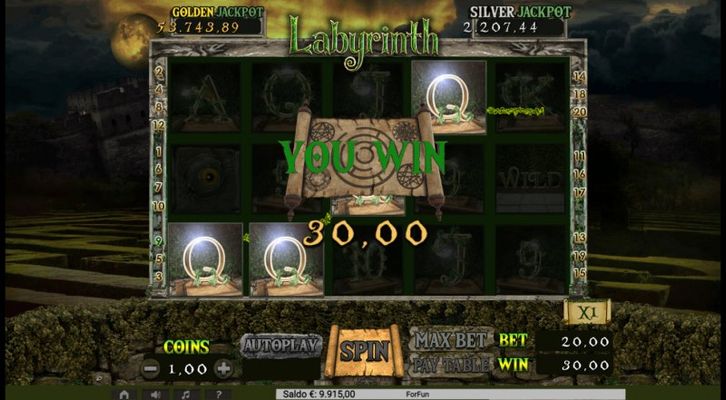 Labyrinth :: A four of a kind win