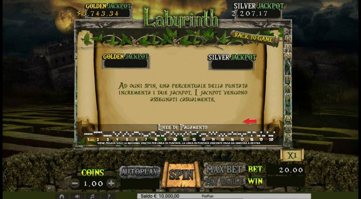 Labyrinth :: Jackpot Rules
