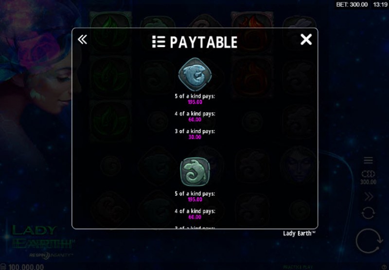 Paytable - Low Value Symbols