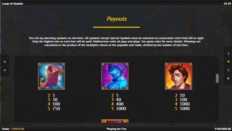 Lamp of Aladdin :: Paytable - High Value Symbols
