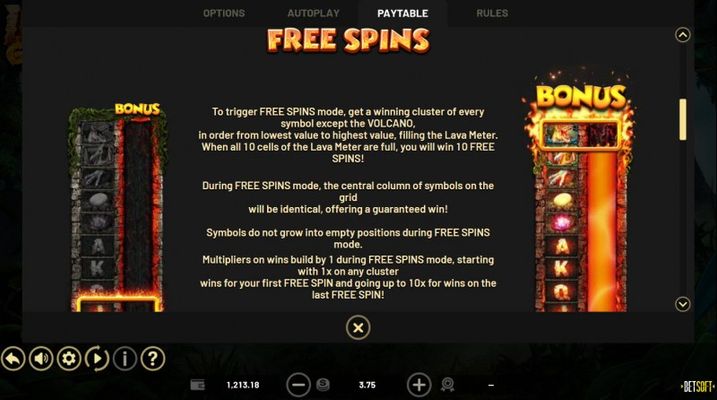 Lava Gold :: Free Spin Feature Rules