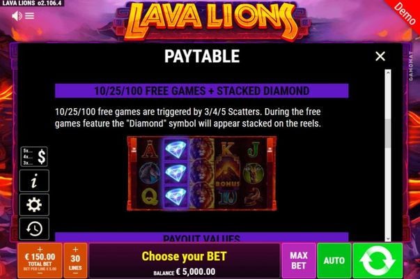 Lava Lions :: Free Spin Feature Rules
