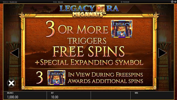 Legacy of Ra Megaways :: Scatter Symbol Rules