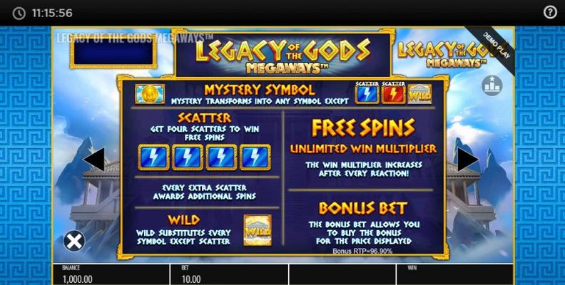 Legacy of the Gods Megaways :: Free Spins Rules