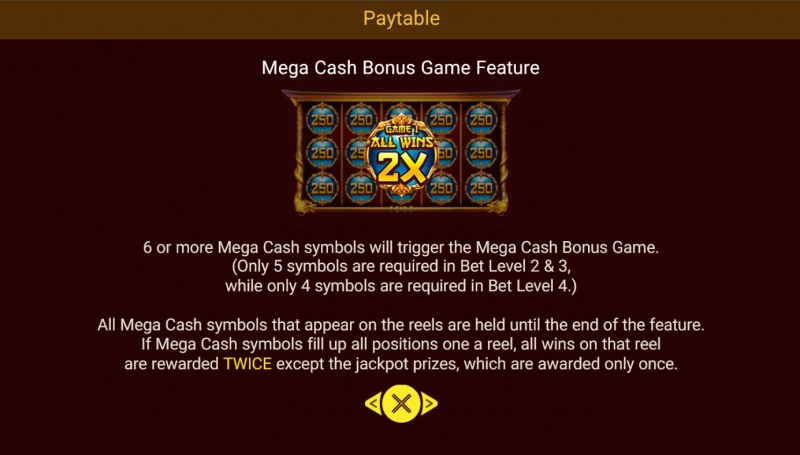 Mega Cash Bonus Game Feature