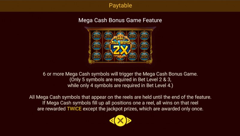 Mega Cash Bonus Game Feature