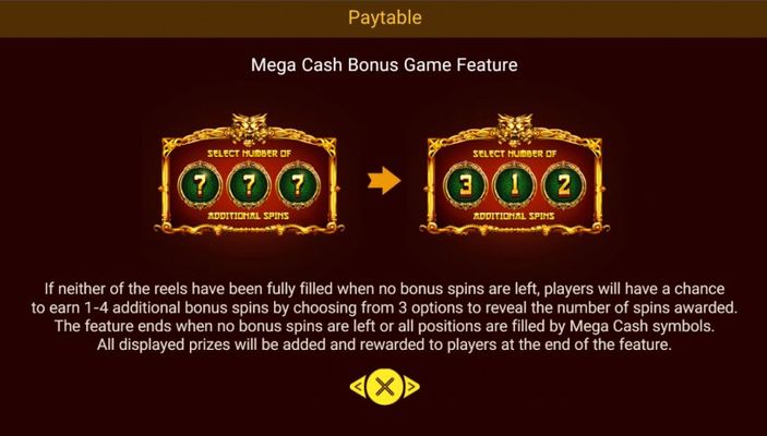 Mega Cash Bonus Game Feature