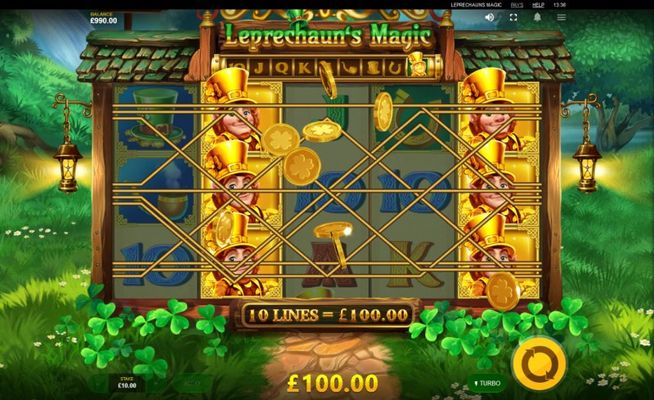 Leprechaun's Magic :: Stacked wild symbols triggers multiple winning paylines