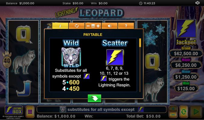 Lightning Leopard :: Wild and Scatter Rules