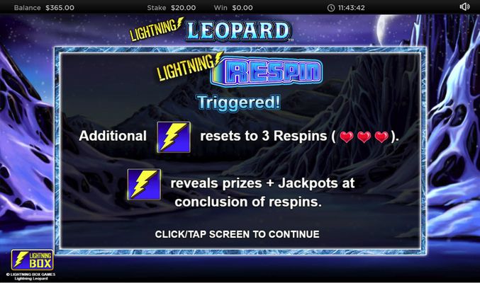Three free spins awarded