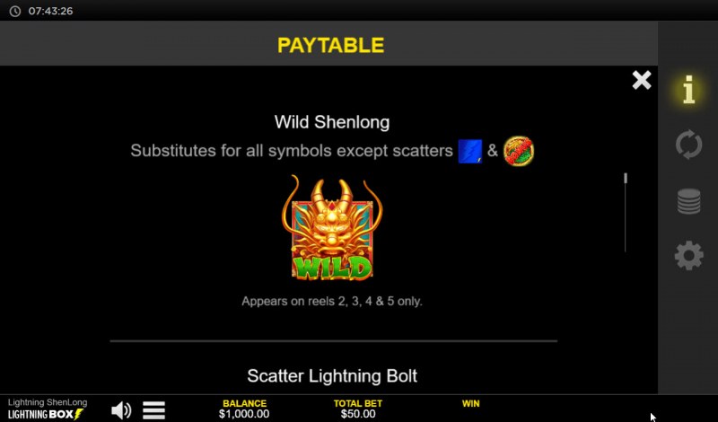Lightning Shenlong :: Wild Symbol Rules