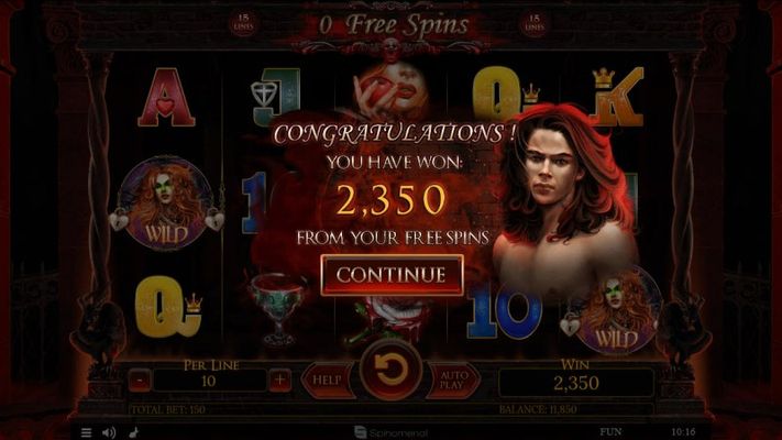 Total free spins payout