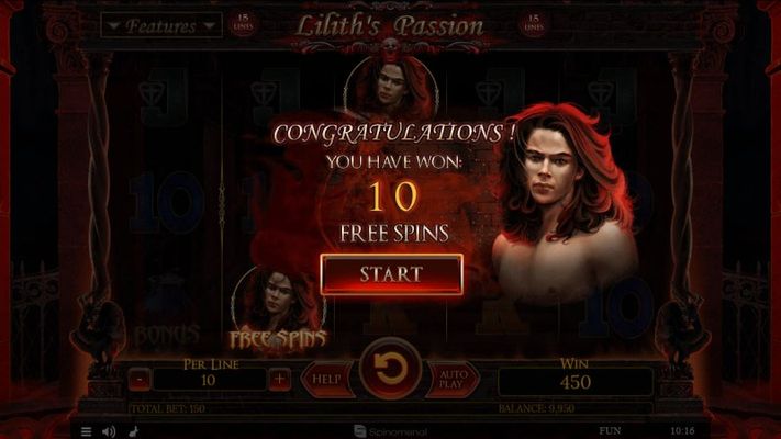 Lilith's Passion 15 Lines :: 10 Free Spins Awarded