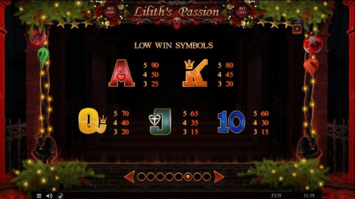 Lilith's Passion Christmas Edition :: Paytable - Low Value Symbols