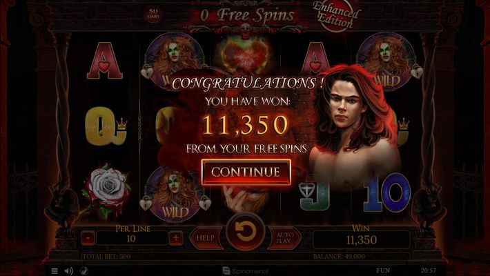 Total free spins payout