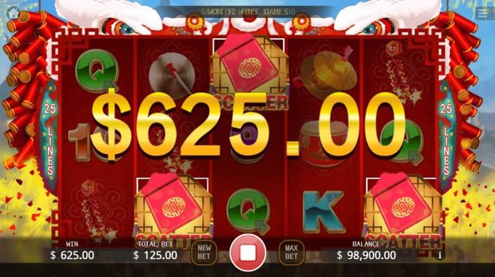 Lion Dance :: Scatter symbols triggers the free spins feature