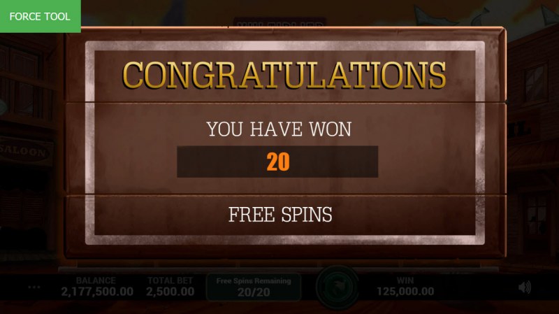 20 Free Spins Awarded