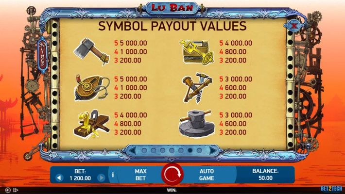 Lu Ban :: Paytable - Low Value Symbols