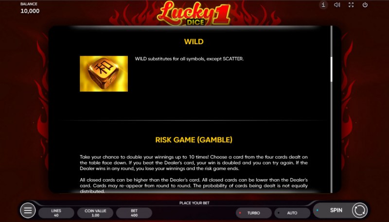 Lucky Dice 1 :: Wild Symbol Rules